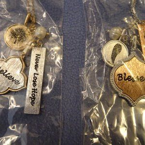 2 necklaces, Custom Jewelry, BLESSED, BELIEVE, gold silver 24 inch chain NEW